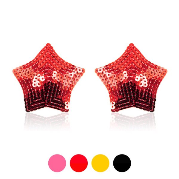 (image for) Pair of Shiny Red Sequin Star Nipple Pasties Covers