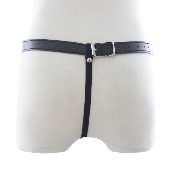 (image for) Open Outline Chain Front Leather G-String