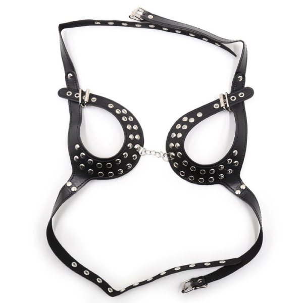 (image for) Open Outline Leather Bra with Rivets