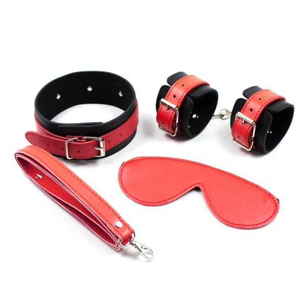 (image for) Black And Red Faux Leather Restraint Kit - 3 Piece