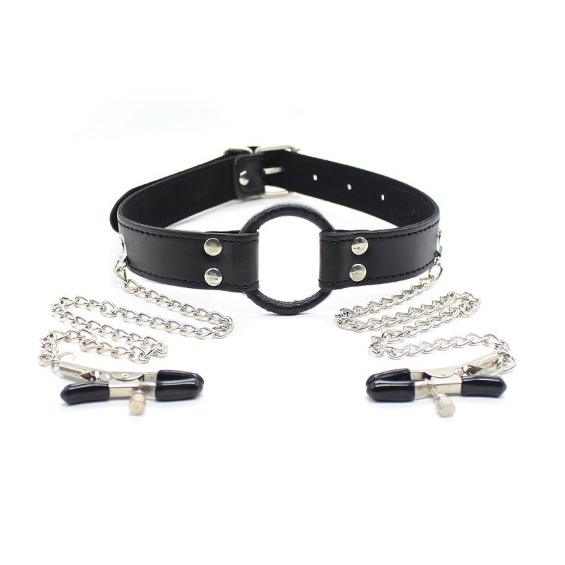 (image for) O-Ring Gag with Nipple Clamps