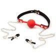 (image for) Silicone Ball Gag With Nipple Clamps