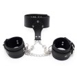 (image for) Leather Lockable Neck Collar With Handcuffs