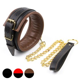 Golden Chain Leash Thick Bondage Collar