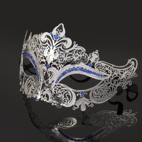 Diamante Metal Mask - Silver