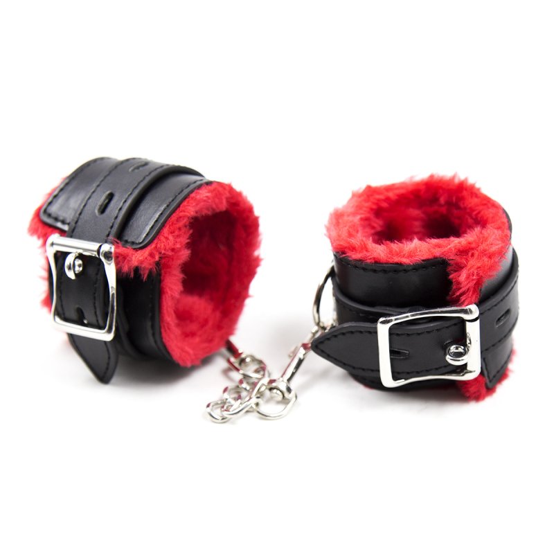 (image for) Red & Black Plush Wrist / Ankle Cuffs