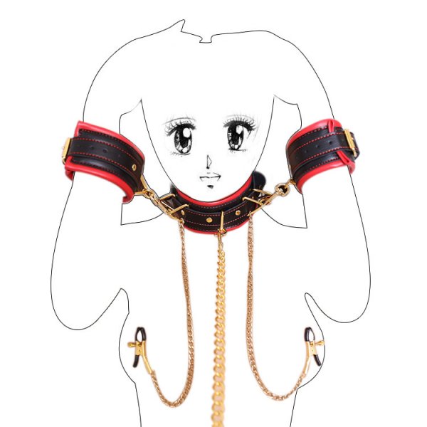 (image for) Collar And Handcuffs With Nipple Clamp Body Restraint