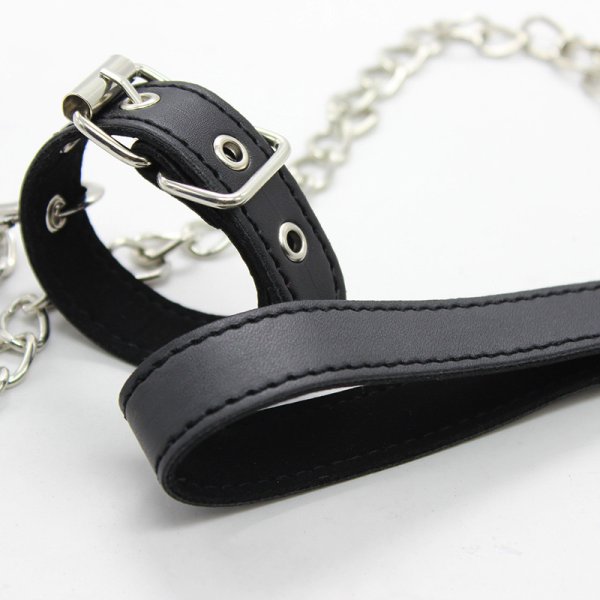 (image for) Buckling Cock Ring And Chain Leash Set