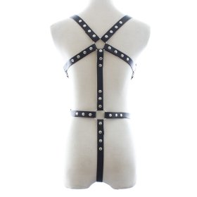 Open Breast Leather Body Harness