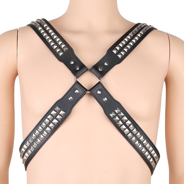 (image for) Harness With Two Rows O Shiny Pyramid Studs