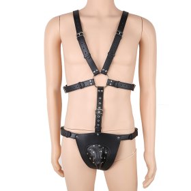 Leather Full Body Bondage Harness With Pouch