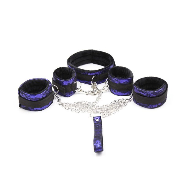 (image for) Bondage Embossed Cuffs With Collar Kit