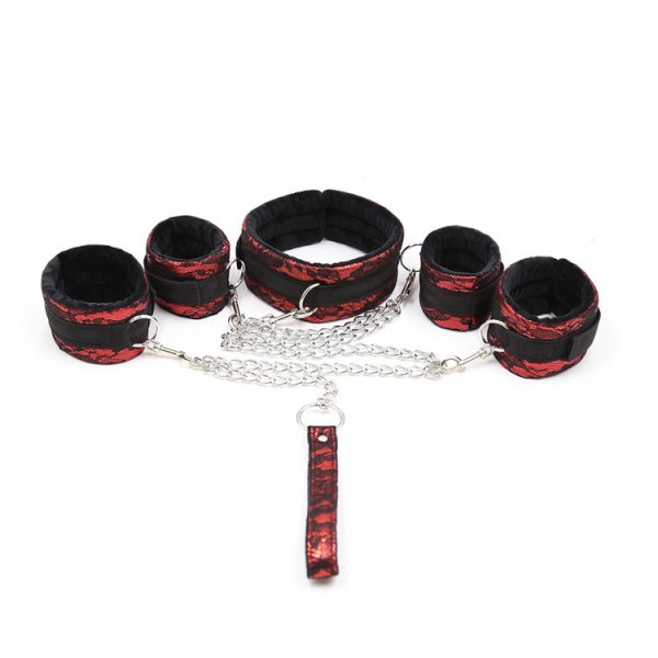 (image for) Bondage Embossed Cuffs With Collar Kit
