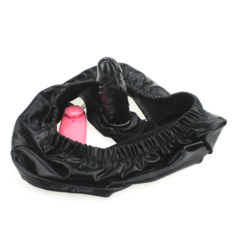 (image for) Faux Leather Latex Masturbation Vibration Penis Panties