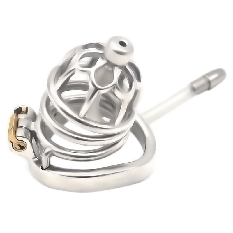 (image for) Plum Steel 2.4\" Cock Cage With Flexible Cum Thru Plug
