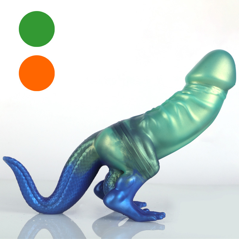 (image for) Dinosaur Silicone Dildo - Colorful