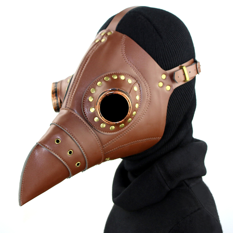 (image for) Light Brown Leather Plague Doctor Mask