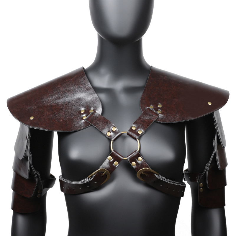 (image for) Unisex Brown PU Leather Vintage Armor