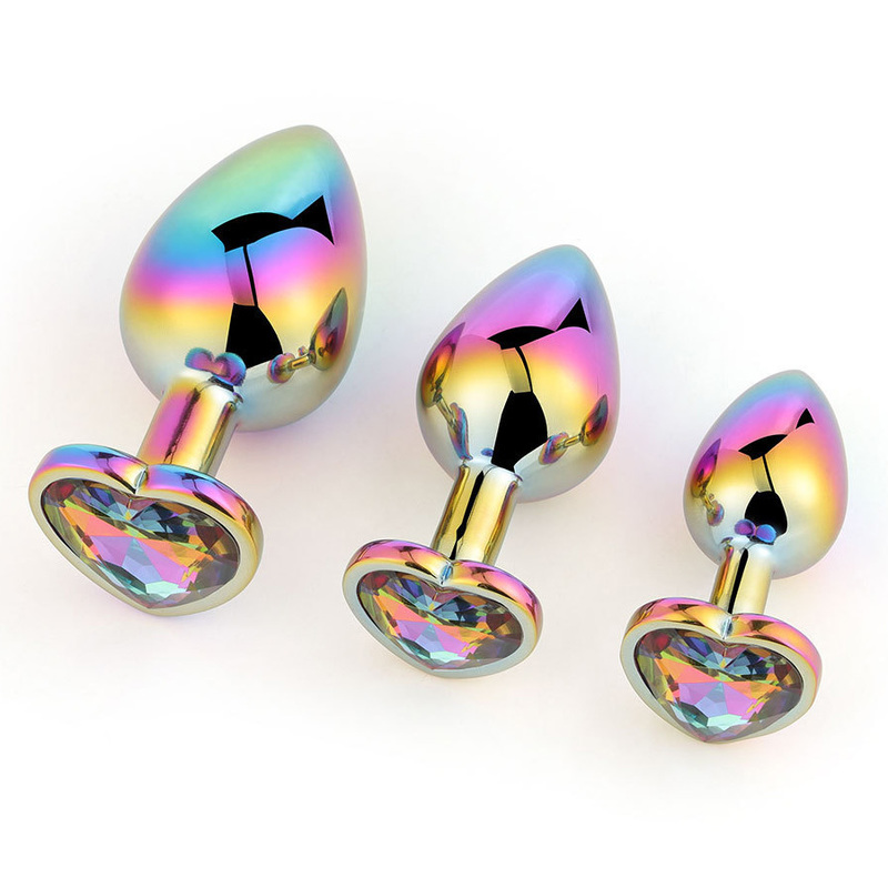(image for) Holographic Jeweled Heart Butt Plug (Rainbow)