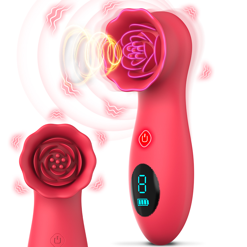(image for) LCD Display 9 Tapping Modes Rose Clit Vibrator
