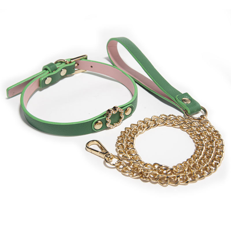 (image for) Green Neck Collar With Leash