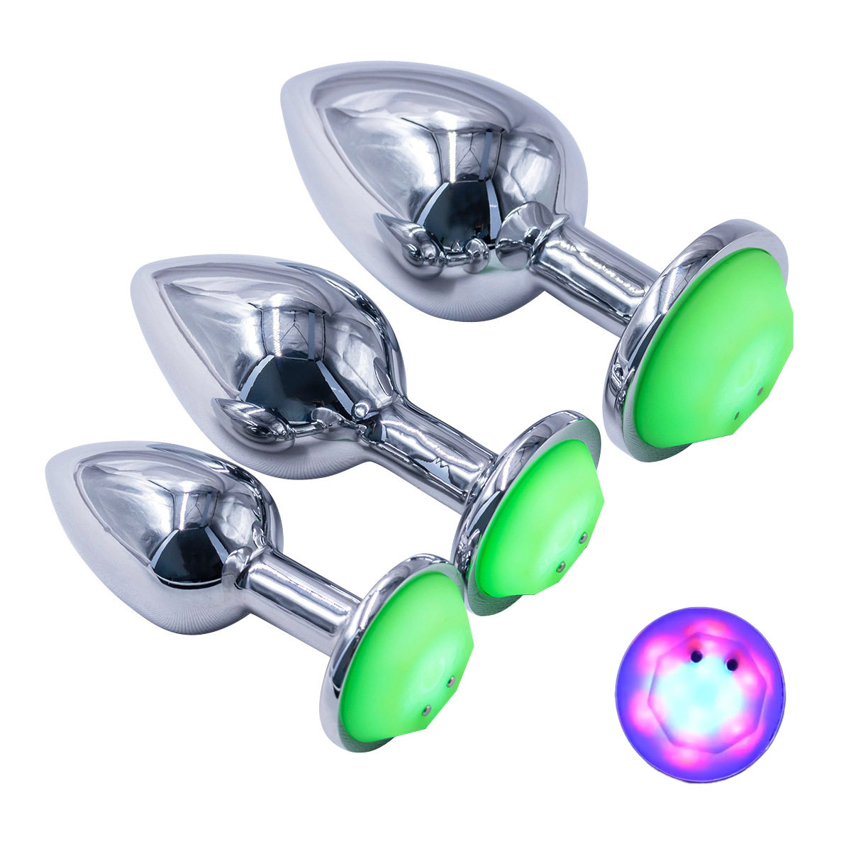 Flashing Light Stainless Steel Butt Plug