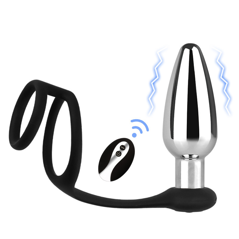 (image for) Vibrating Butt Plug With Cock And Ball Rings