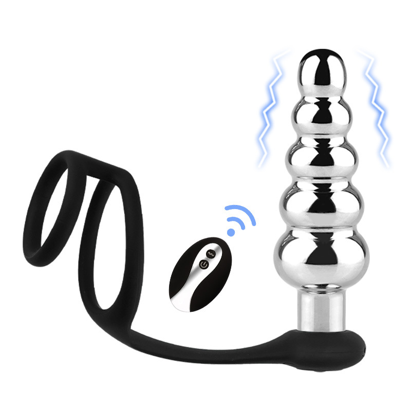 (image for) Vibrating Anal Beads With Cock And Ball Rings