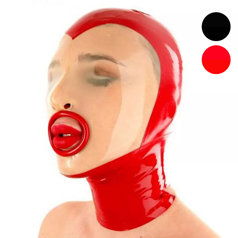(image for) Blowjob Latex Hood With Transparent Facial