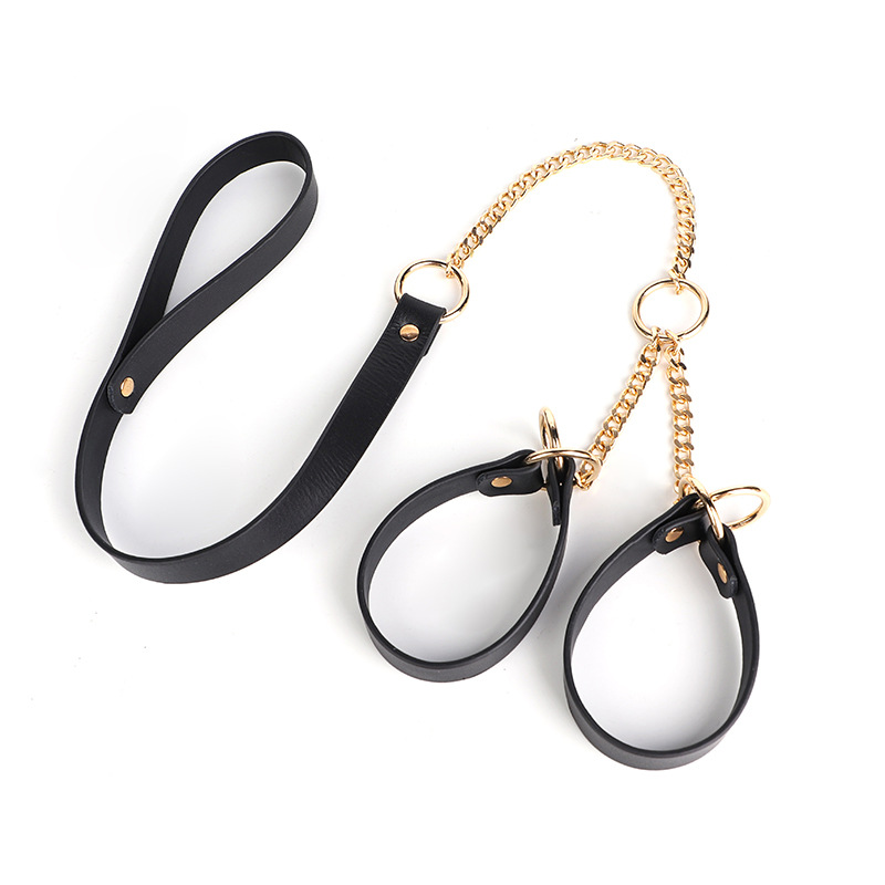 (image for) Real Leather Handcuffs With Leash