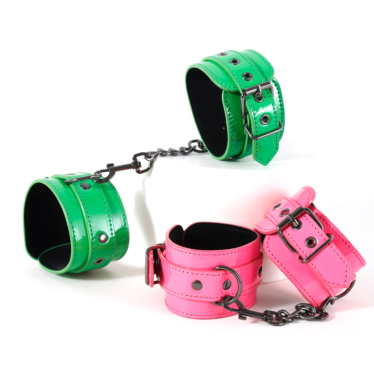 Shiny PU Handcuffs with Pin Buckle
