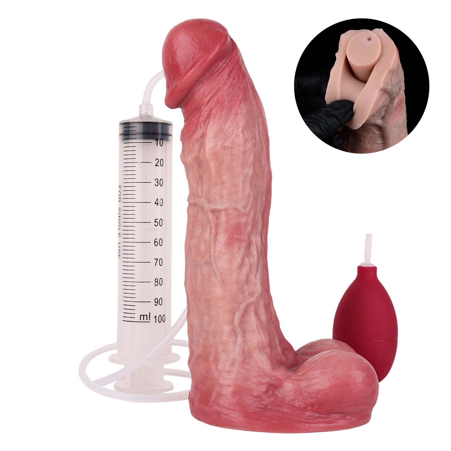 Dual Density Silicone Ejaculating 9.02 in Dildo