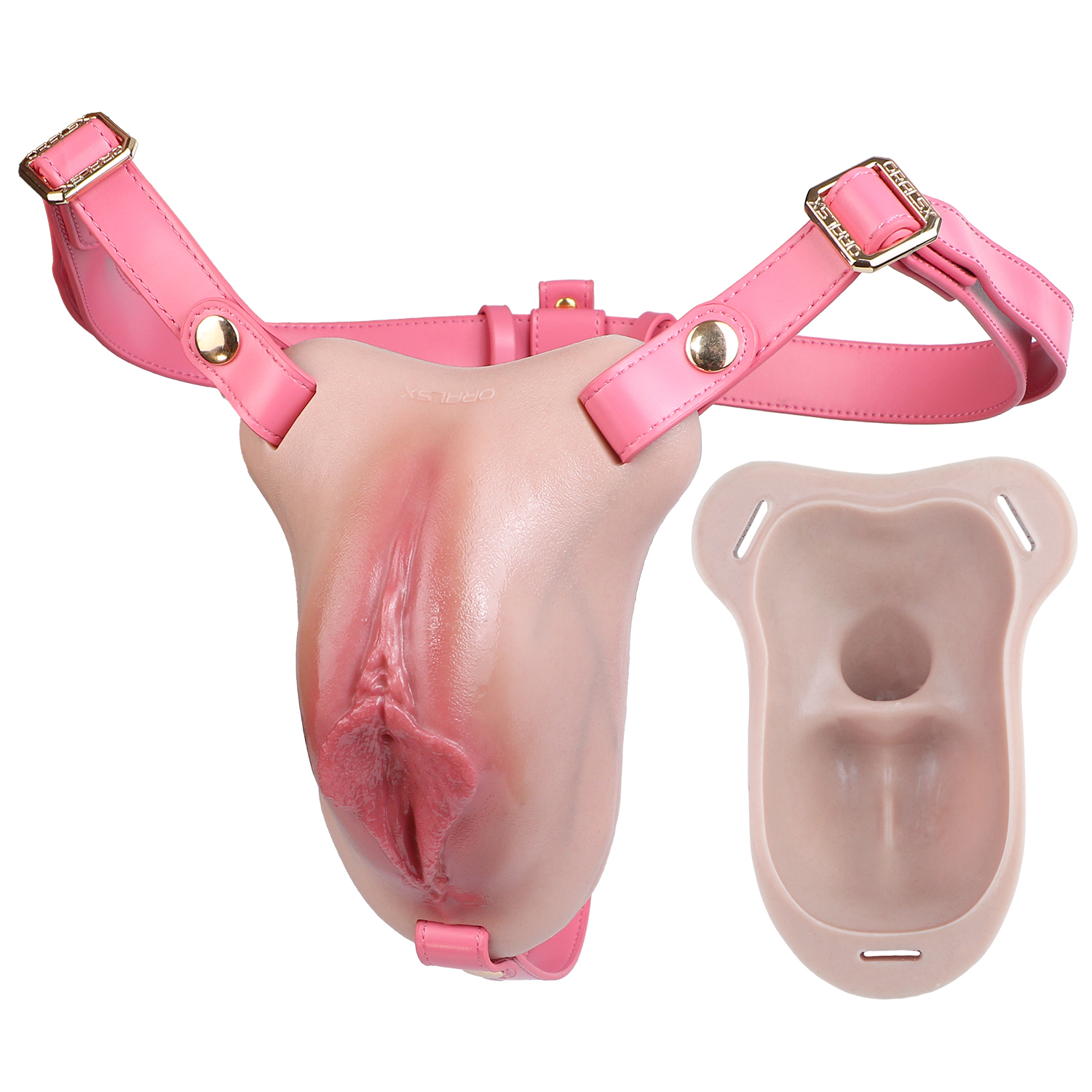 Realistic Strap-On Fake Vagina Pussy Pants - C