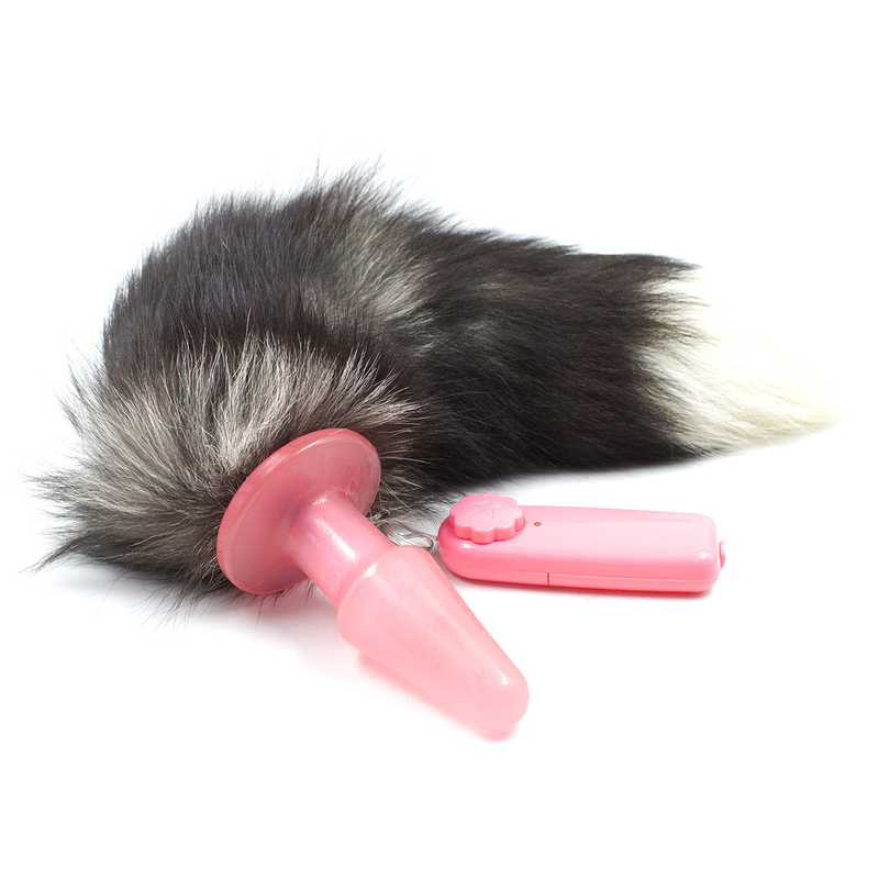 (image for) Faux Fur Fox Tail Vibration Jelly Butt Plug