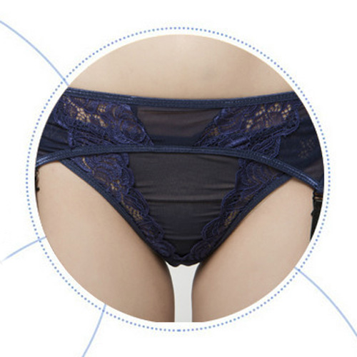 (image for) Pure Color Bowknot Mesh & Lace Underwear Suit With Garter Belt