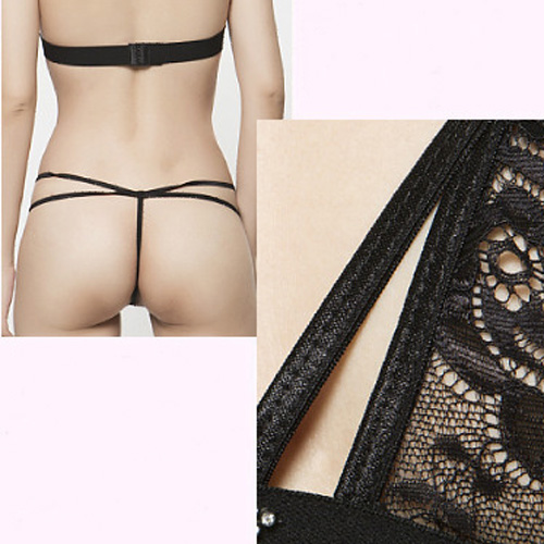 (image for) Stylish Solid color See-through Halter Lace Bra & Panty