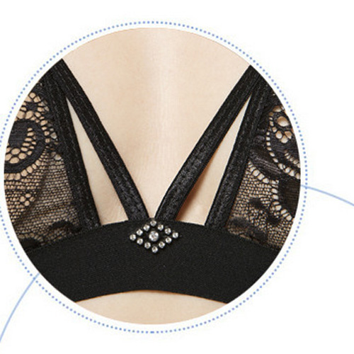 (image for) Stylish Solid color See-through Halter Lace Bra & Panty