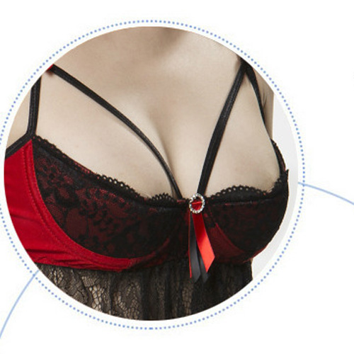 (image for) Novelty Lace Splicing Bowknot Decorated Bra Set