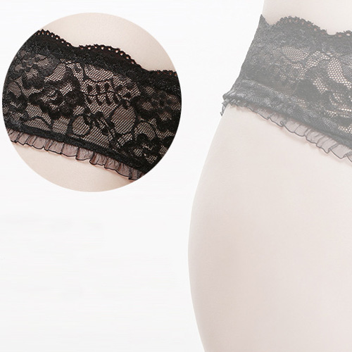 (image for) Black Lace Crotchless Thong Ladylike