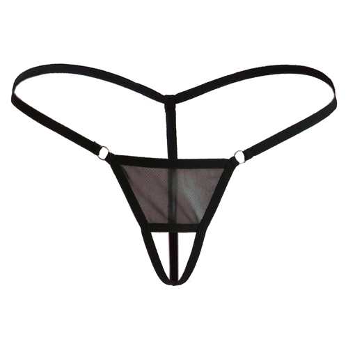 (image for) Thin Strip Crotchless Spliced With Mesh Panty T-back