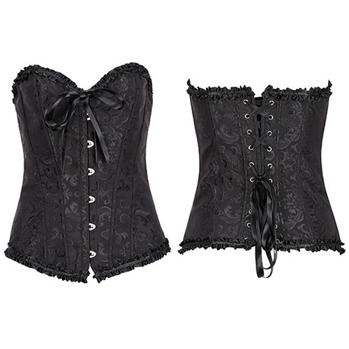 (image for) Multi-color Bandage Boned Corset Bustier For Women + G-string