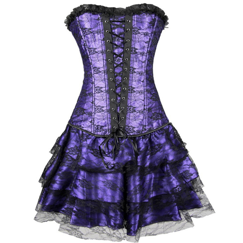 (image for) Long Overbust Floral Lace Bandage Ladylike Dress Corset