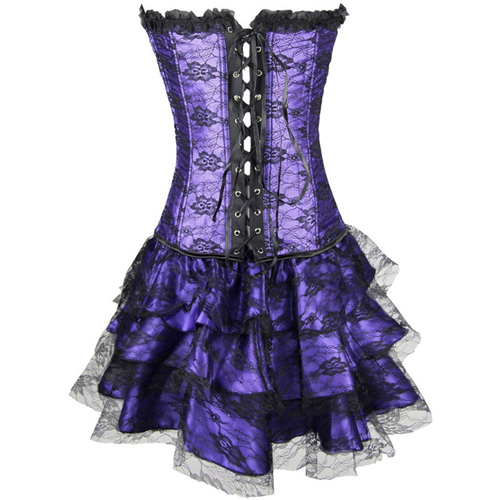 (image for) Long Overbust Floral Lace Bandage Ladylike Dress Corset