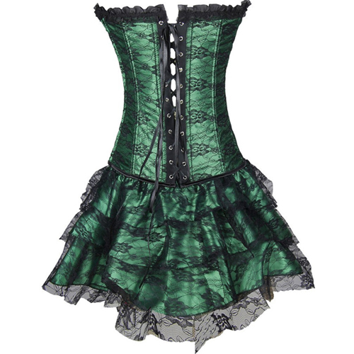 (image for) Long Overbust Floral Lace Bandage Ladylike Dress Corset