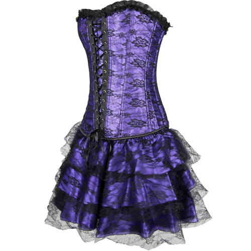 (image for) Long Overbust Floral Lace Bandage Ladylike Dress Corset