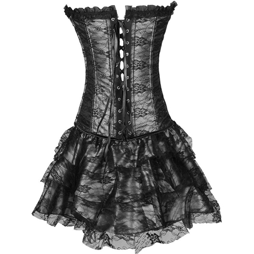 (image for) Long Overbust Floral Lace Bandage Ladylike Dress Corset