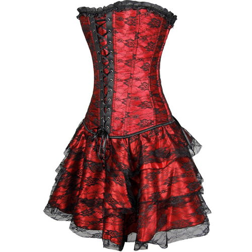 (image for) Long Overbust Floral Lace Bandage Ladylike Dress Corset