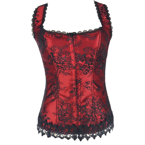 (image for) Retro Halter Floral Lace Bustiers Corset With G-string