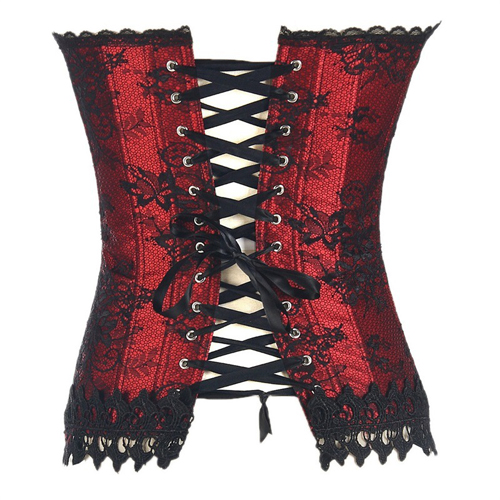 (image for) Retro Halter Floral Lace Bustiers Corset With G-string