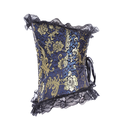 (image for) Royal Embroidered Lace Trim Buckled Sexy Corset With Thong